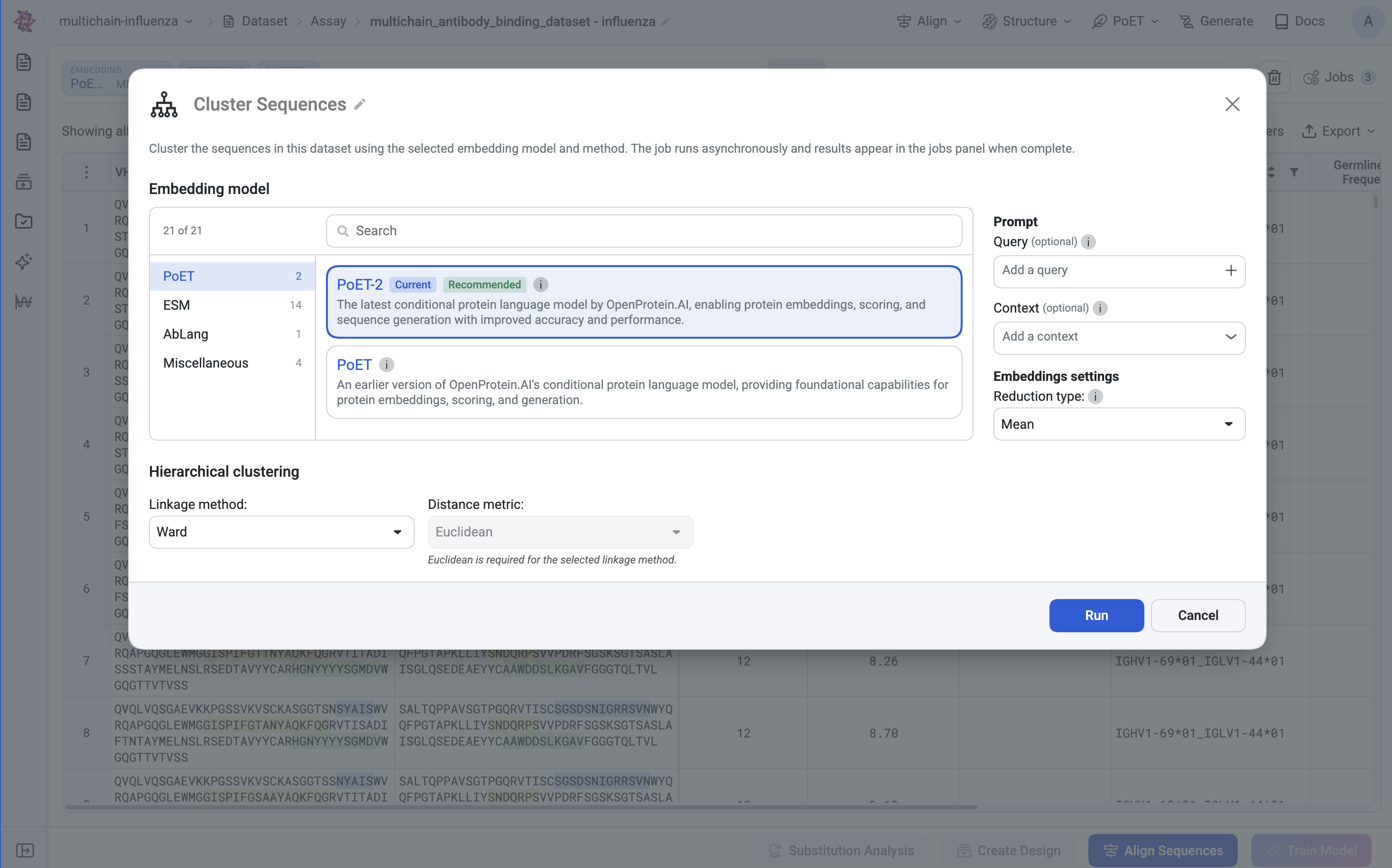 configuring settings for embedding model