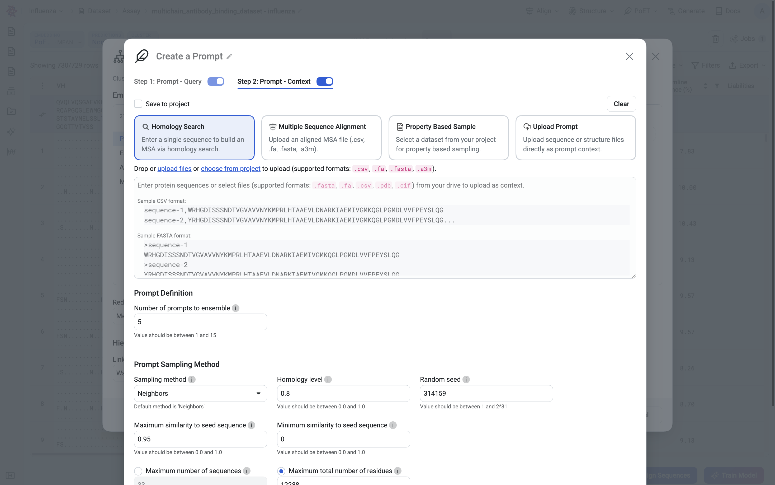building a prompt for PoET-2 as the selected embedding model