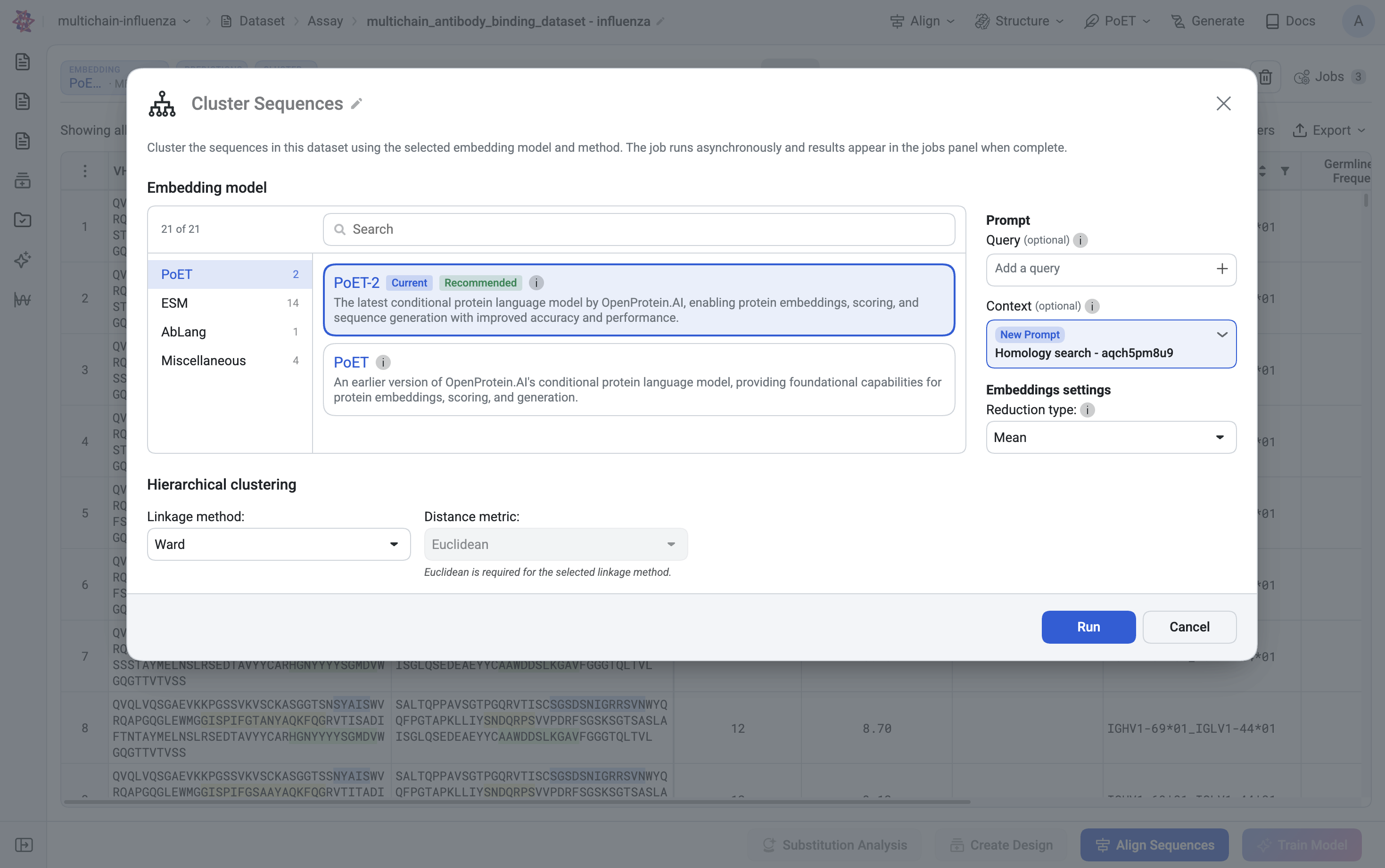 configuring cluster method and reduction types