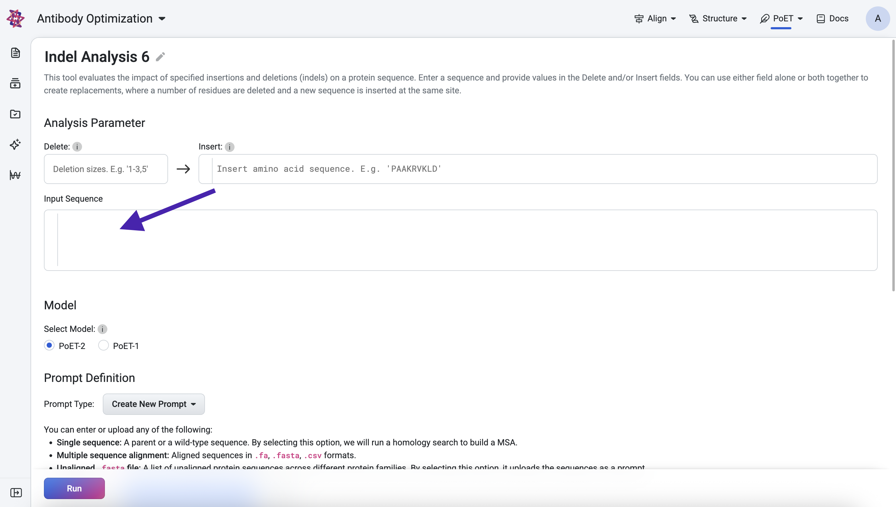 Indel Input Fields