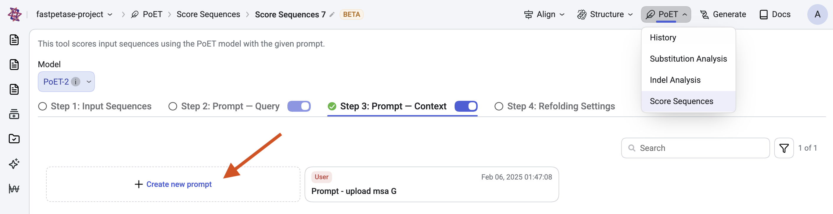 Uploading MSA without a project